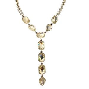 Glamorous Y Silver Necklace with sparkle. Gently used. Excellent condition.